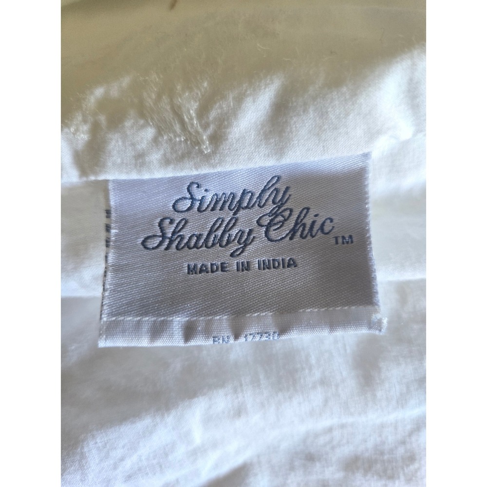 Simply Shabby Chic White Embroidered Floral 100% Cotton Queen Duvet Cover Button - Picture 3 of 9